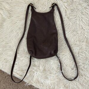 Libaire USA Pebbled Leather Backpack Bag Chocolate Brown